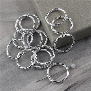 Przekładka metalowa obręcz fakturowana srebrna  21mm