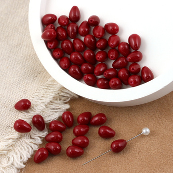 Koralik szklany kropla bordowa 9x6mm