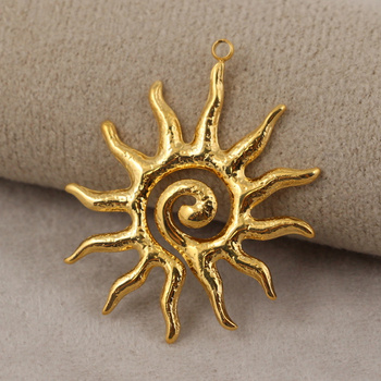 Zawieszka słońce stal szlachetna pozłacana 40x33mm