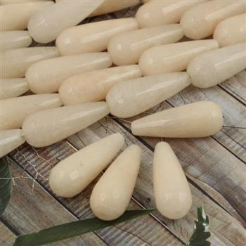 Jadeit kropla fasetowana kremowa 30x10mm