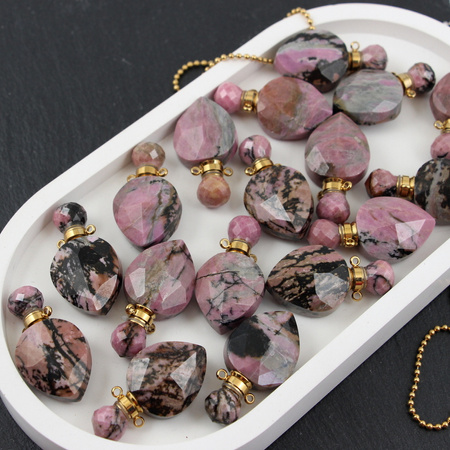 Rodonit zawieszka perfumetka z odkręcanym korkiem 37x20mm