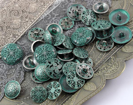 Metalowy guzik mosiądz patynowany 23mm