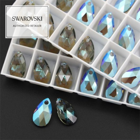 6106 Swarovski Pear-shaped Pendant 16x9mm Black Diamond Shimmer