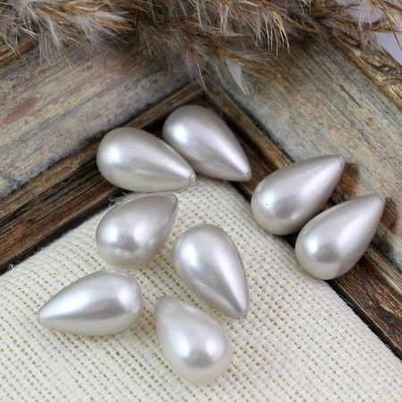 Perła seashell kropla beżowa wiercona do połowy HQ 20x12mm