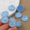 Kaboszon akrylowy moneta z falą błękitna 18mm