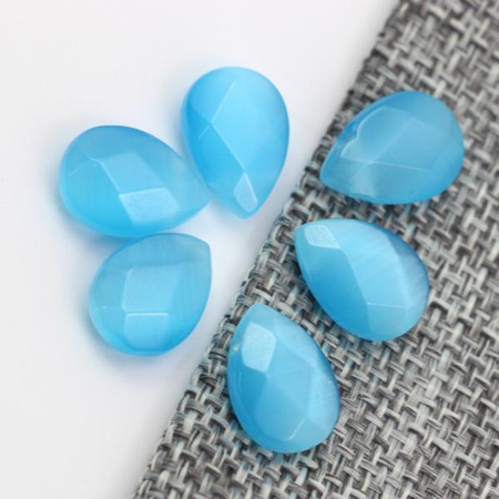 Kocie oko łezka fasetowana niebieska 14x10mm