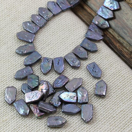 Perła słodkowodna szara tęczowa pagon 15x9mm