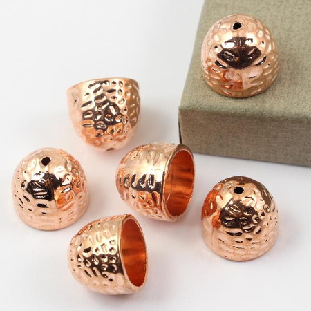 Tulejka metalowa młotkowana różowa złota 14mm