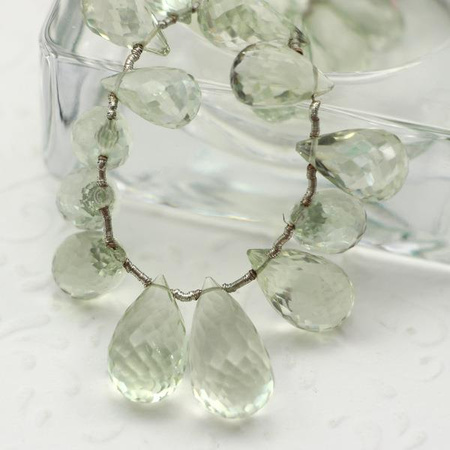 Ametyst zielony kropla fasetowana 9x5mm