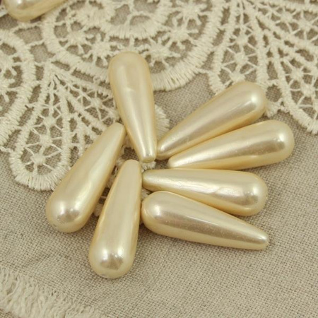 Perła seashell kropla kremowa 30x10mm