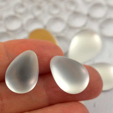 Kaboszon szklany Crystal - Gold Matte Foiled łezka 18x13mm