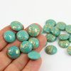 Kaboszon szklany Gold Splash Turquoise Green 14mm