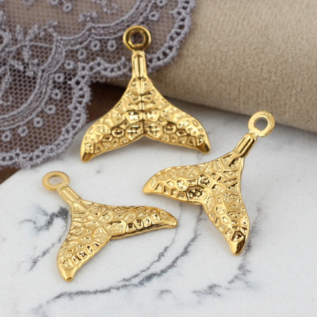 Zawieszka ogon syreny stal szlachetna pozłacana 25mm