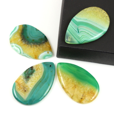 Agat zielono-żółty zawieszka łezka losowy wybór