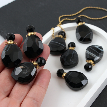 Sardonyks zawieszka perfumetka z odkręcanym korkiem 37x20mm