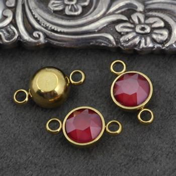 Stal szlachetna pozłacana PVD łącznik w oprawie ZŁ red 10mm