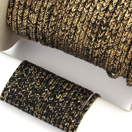 Sznurek sutasz POLSKI 3mm czarny + złoty [1metr]