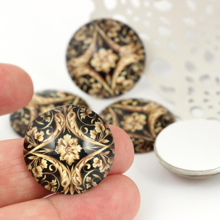 Kaboszon szklany z grafiką baroque moneta 25mm