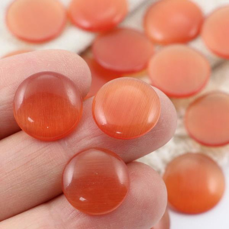Kaboszon kocie oko okrągły pomarańczowy 14mm