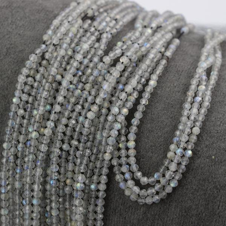 Labradoryt kula fasetowana 3mm [sznur 39cm]