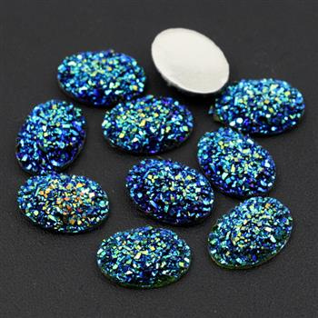 Kaboszon z żywicy druza owal niebieski 18x13mm