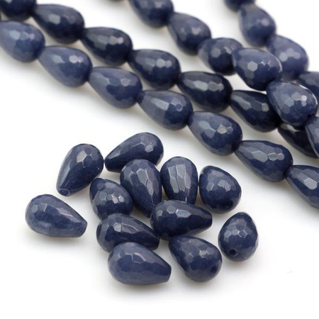 Jadeit kropla fasetowana granatowa 12x8mm