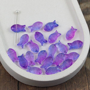 Koralik szklany ryba fioletowo - szafirowa 15x8mm