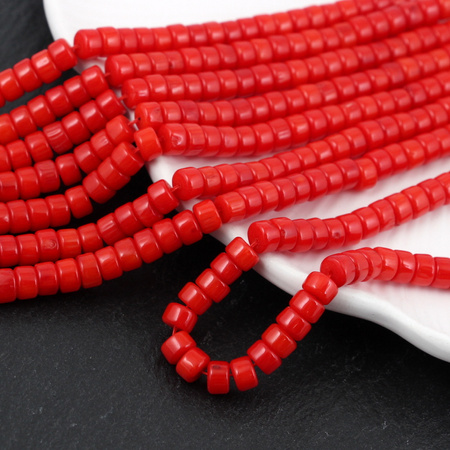 Koral czerwony wałek dysk 6x4mm