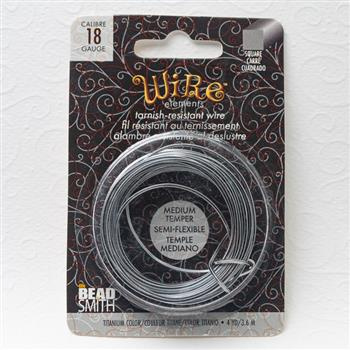 Beadsmith Drut miedziany kwadratowy TITANIUM 1mm/3,6m