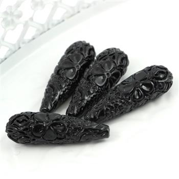 Rzeźbiona kropla czarna 34x11mm