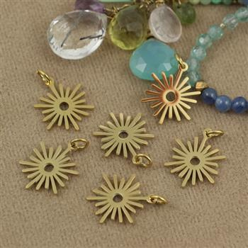 Zawieszka słońce stal szlachetna pozłacana 17x14mm