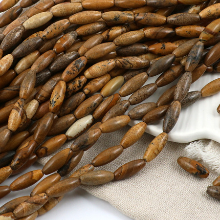 Jaspis krajobrazowy oliwka gładka 16x6mm