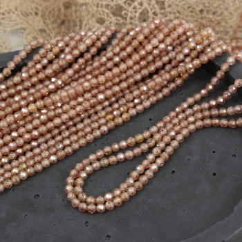 Cyrkonia kula fasetowana beżowa 3mm [sznur 37cm]