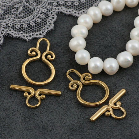 Zapięcie toggle stal szlachetna pozłacana finezyjne 23x15mm