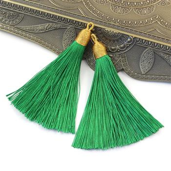 Chwost wiskozowy w czapeczce zielony 80x10mm