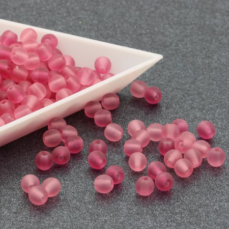 Kula szklana mat różowa 4mm [30szt]