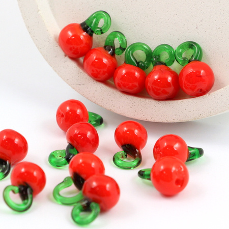 Zawieszka szklana pomidor 16x10mm