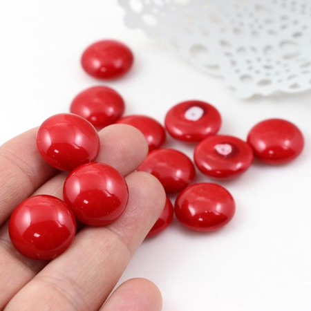 Kaboszon szklany czerwony moneta 18mm