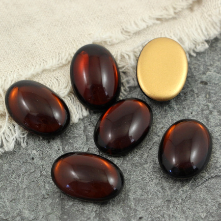 Kaboszon szklany Dk. Topaz - Gold Matte Foiled owal 25x18mm