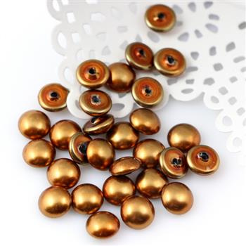 Glass Pearl Cabochon Brass Gold 8mm