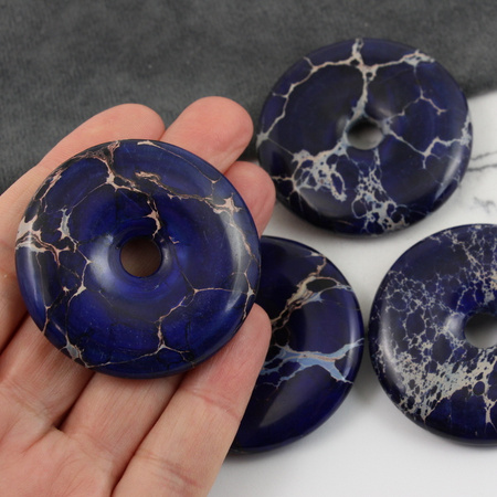 Zawieszka jaspis lazurowe wybrzeże donut granatowy 50mm