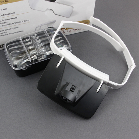 Lupa czołowa podświetlana z kompletem 5 wymiennych soczewek