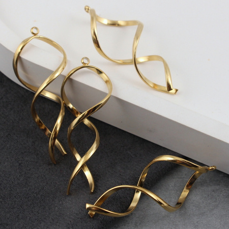Zawieszka stal szlachetna twist złota 45x19mm