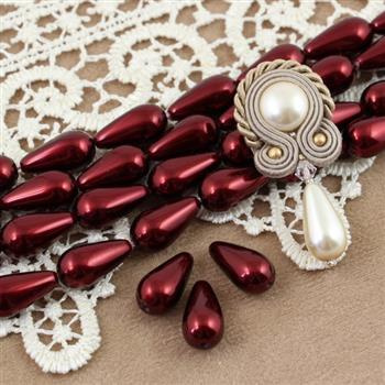 Preciosa Nacre Pear Bordeaux 15x8mm [2szt]