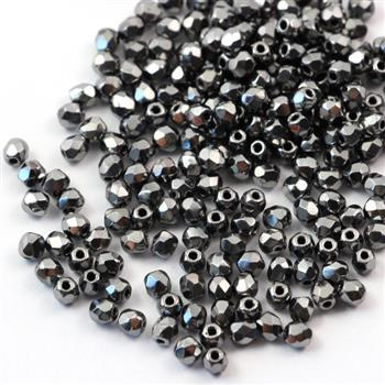 Fire Polish 3mm Jet Full Chrome [40szt]