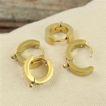 Bigle kajdanki złote stal szlachetna 13mm [para]