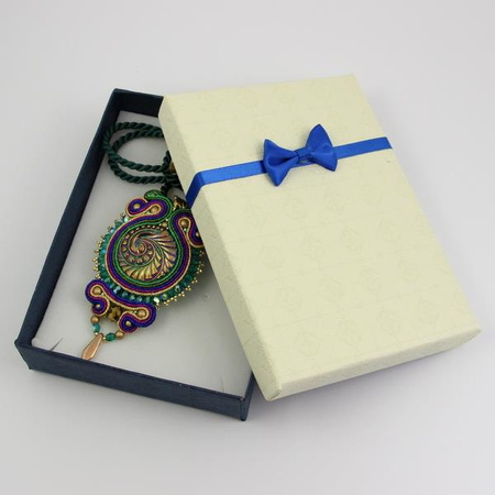 Pudełko ozdobne kremowo-granatowe "AMORE" 14x10x3cm