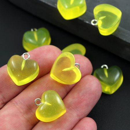 Serce akrylowe żółty neon 16x14mm