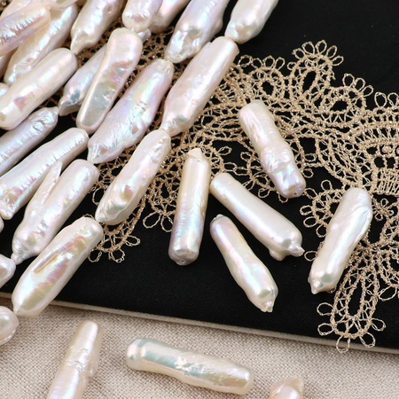 Perła słodkowodna biała pałeczka 30x8mm