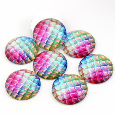 Kaboszon szklany z grafiką łuska węża moneta 25mm